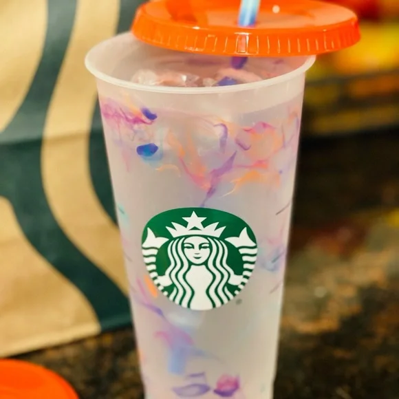 NEW Two (2) Starbucks Summer 2021 Color Changing Swirl Reusable 24 OZ Cold Cup - Picture 4 of 9